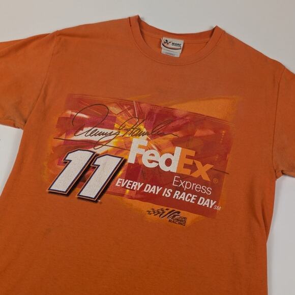 Fedex Nascar #11 Race Day Denny Hamlin Orange Vintage Shirt Size Medium - Picture 3 of 7